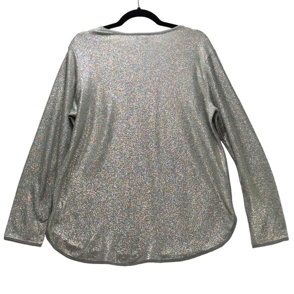 STYLE & CO Women’s Top Cotton Blend Sweatshirt Metallic Gray Long Sleeve Size M - Picture 4 of 7
